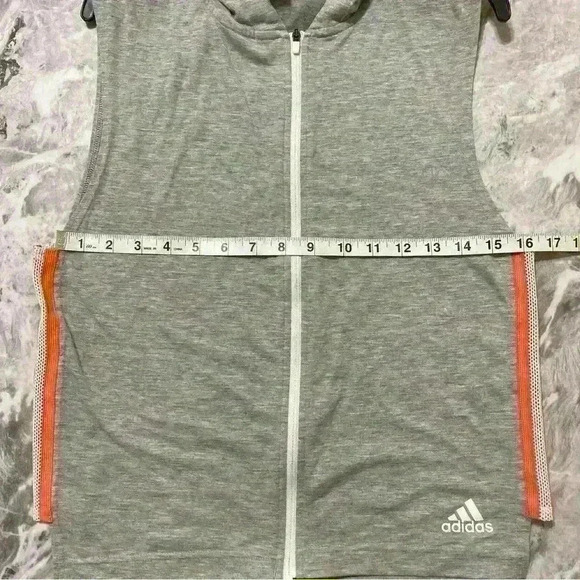 Adidas Women's Sleeveless Hooded Zip Up Vest Gray- Orange size XS Active Running - Picture 5 of 9